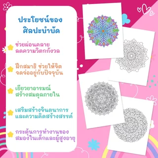 ภาพระบายสีแมนดาลา ภาพระบายสีสำหรับผู้ใหญ่และเด็ก ชุด "Classic Mandalas" / 20 แผ่น / เลือกกระดาษได้