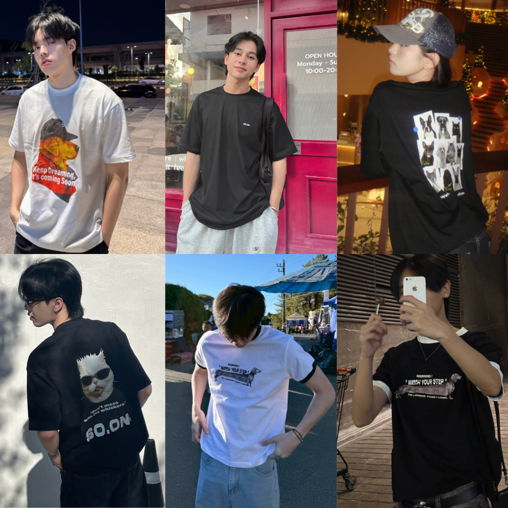 SO.ON เสื้อยืดทรง Oversize เสื้อโอเวอร์ไซส์ รุ่น Cat and Dog Society V.2