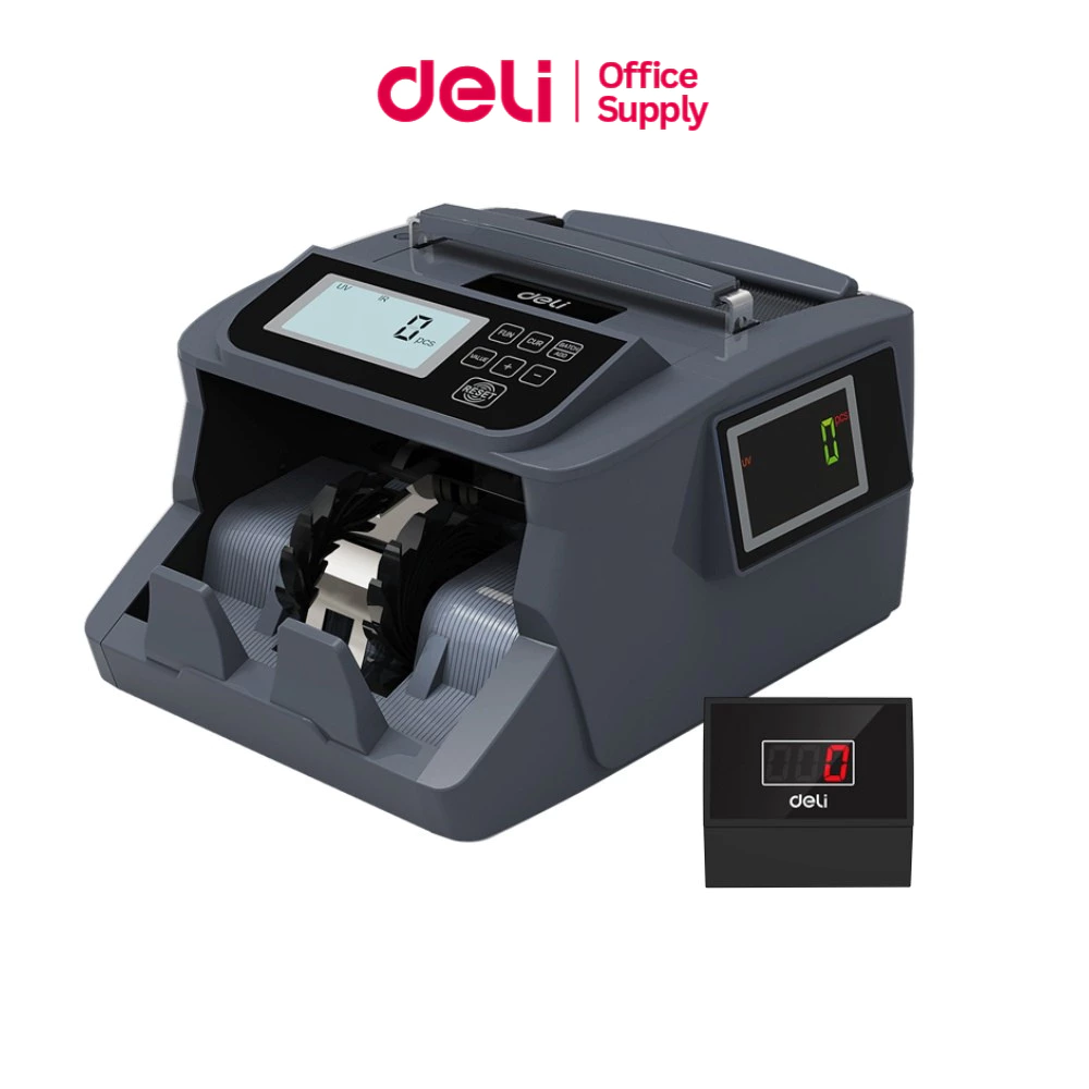 Deli เครื่องนับแบงค์ 2 in1เครื่องตรวจธนบัตรปลอม นับเงิน รองรับหลายสกุลเงิน Bill Counter