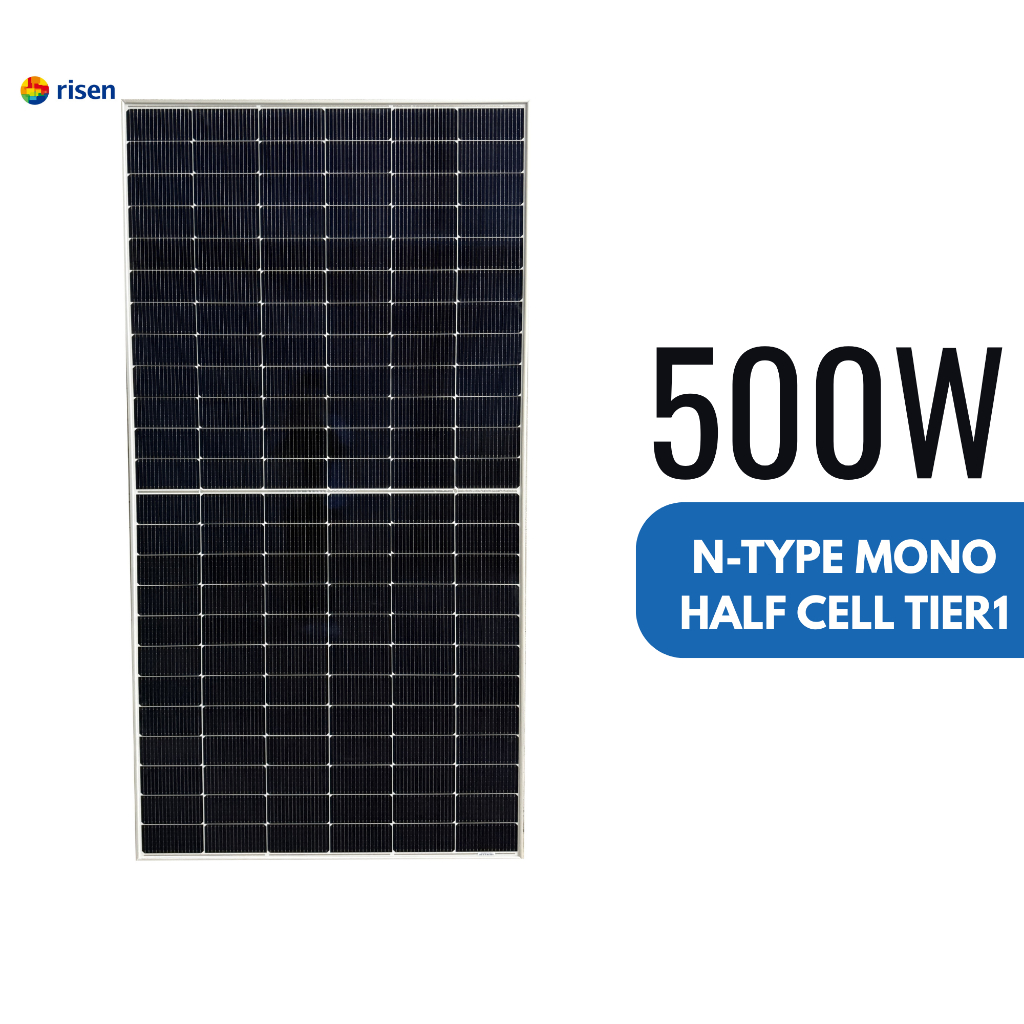 RISEN แผงโซลาร์เซลล์ 500 วัตต์ N-TYPE MONO HALF CELL TIER1 จัดส่งโดย HomePro