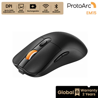ProtoArc EM15 เมาส์ไร้สาย ออกแบบตามหลักสรีรศาสตร์ ใช้งานสบาย ชาร์จได้ บลูทูธ USB-A/Type-C 3 โหมด สีดำ รับประกัน 2 ปี