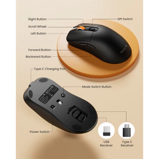 ProtoArc EM15 เมาส์ไร้สาย ออกแบบตามหลักสรีรศาสตร์ ใช้งานสบาย ชาร์จได้ บลูทูธ USB-A/Type-C 3 โหมด สีดำ รับประกัน 2 ปี