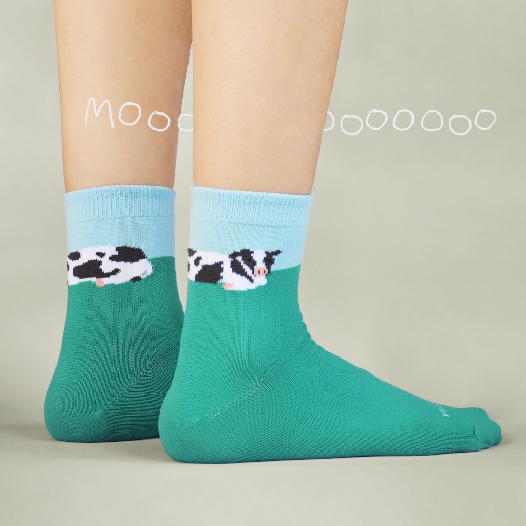 Moooooo Socks ถุงเท้าข้อกลาง ลายวัวยาว I do my blessed