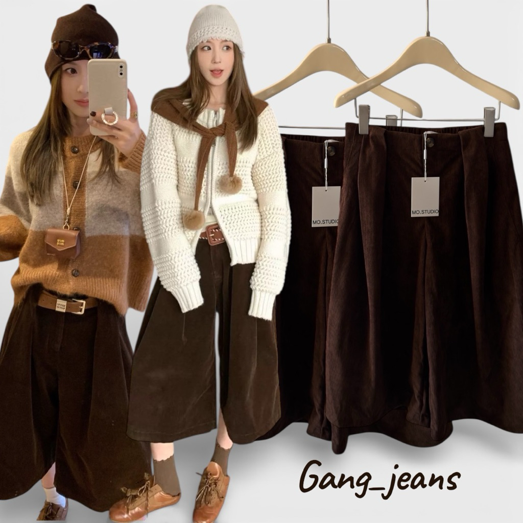 Gang_jeans(Mo) กางเกง 5 ส่วนผ้าลูกฟูก งานเป็นฟรีไซร้ ด้านหลังสม้อคยางอย่างดี