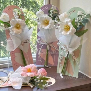 💕SW💕 5Pcs การ์ดใส่ดอกไม้ DIY สไตล์เกาหลี กระดาษห่อดอกไม้ น่า…