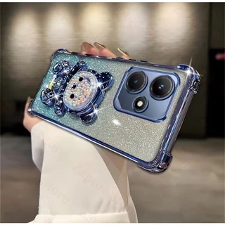 เคสหมี ตั้งได้ สำหรับ Realme Note80 Note60 60X C61 C63 C75 C85 Note70 เคสกันกระแทก หมี LOVE กริตเตอร์ น่ารัก ตั้งได้