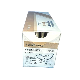 Suture ไหมเย็บแผล Chromic catgut เข็มติด ละลาย (12เส้น/กล่อง)