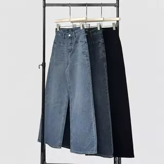 Atipashop - Poise Straight Jeans (#AA6007) กางเกงยีนส์ขายาวผ้ายืด ทรงกระบอกกลาง