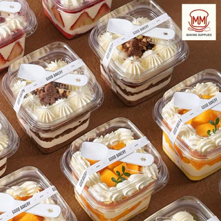 (แพค50 ใบ) ถ้วยมูสเค้ก พร้อมฝาปิด+ช้อน ขนาด 340 ml ถ้วยพุดดิ้ง ถ้วยบานอฟฟี่ ถ้วยเค้กเกาหลี