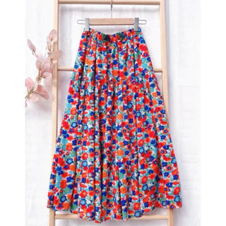 กระโปรง Maxi ลายดอกไม้ เอว Free size#New สินค้าขายดี