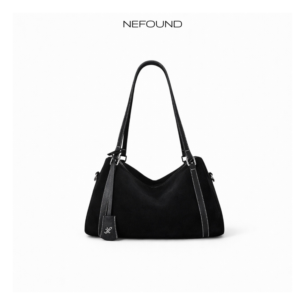 NF25031 NEFOUND กระเป๋าทรงหมอนรุ่น Brookin bag หนังกลับ Premium พร้อมพวงกุญแจ - รูปที่ 3