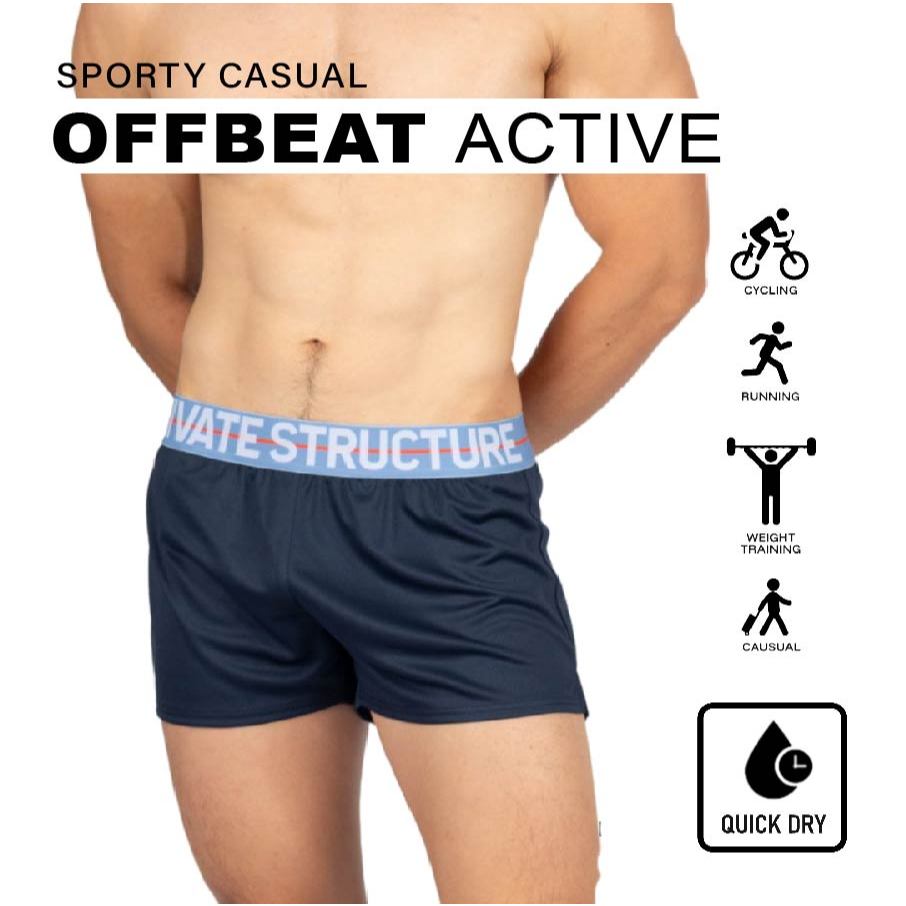 Private Structure กางเกงชั้นในชาย รุ่น Jersey Shorts Gym and Home wear with Inner Pocket – Linen Navy [4725]