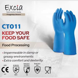 ถุงมือไนไตร ป้องกันสารเคมี CT011 Food Grade ยี่ห้อ Excia