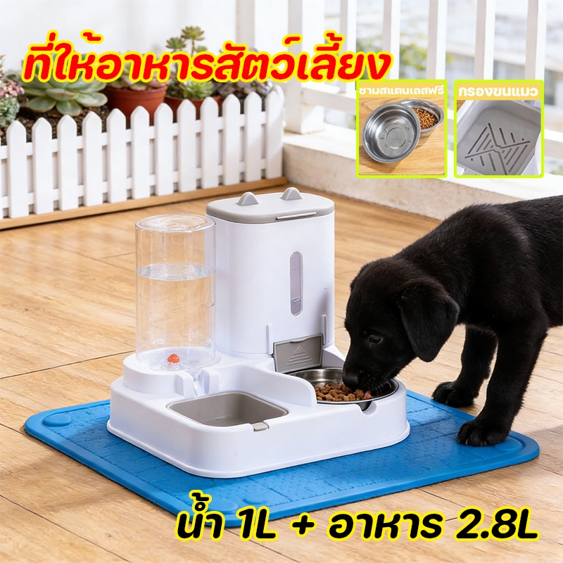 ที่ให้อาหารแมวอัตโนมัติ ชามอาหารแมว ที่ให้อาหารสัตว์เลี้ยง ที่ให้น้ำสัตว์เลี้ยง ความจุขนาดใหญ่ ที่ให้อาหารอัตโนมัติ