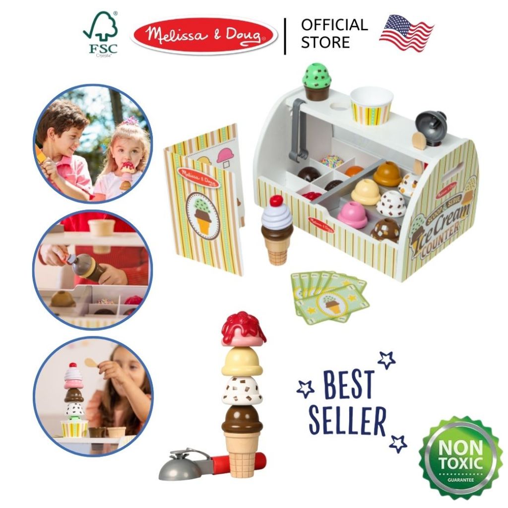 (ของแท้ USA) ของเล่นไอติม ไอศรีม Ice Cream Playset Melissa Doug ร้านขายไอติม อุปกรณ์เยอะ ของเล่นเด็ก