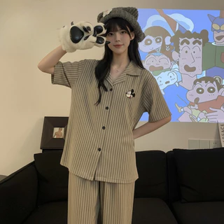 NEW ชุดนอนผ้าไหมญี่ปุ่นผ้านุ่มยืดใส่สบายระบายอากาศได้ดี แขนสั้น ขายาว ยอดฮิต สินค้าพร้อมส่งไทย