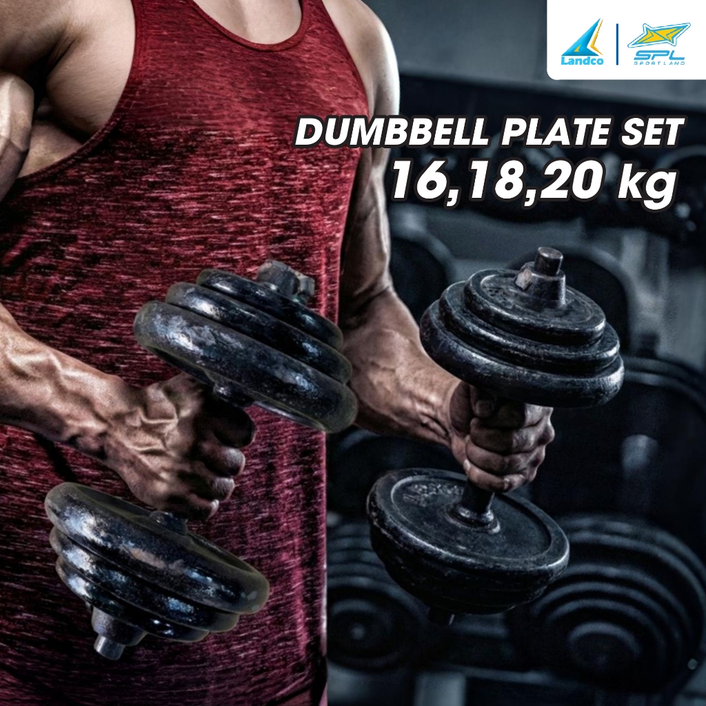 SPORTLAND Collection ดัมเบลชุดคานสั้นSPL Dumbbell Plate Set th ชุดเซต (8kg,10kg,12kg,14kg)  BK