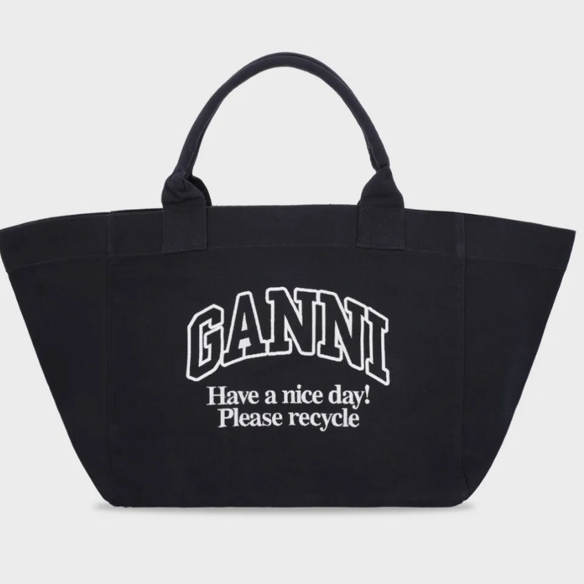 (ส่งด่วน) พร้อมส่ง GANNI กระเป๋าผ้า XXL Denim Tote Bag สีดำ