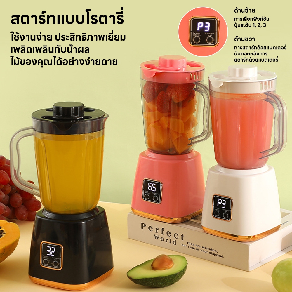 INSMART เครื่องปั่นน้ำผลไม้ ปรับความเร็ว 3 ระดับ ใบมีด 10 แฉก แบตเตอรี่ 1500mAh สามารถบดน้ำแข็งได้ - รูปที่ 4