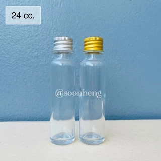 ขวดแก้วทรงสูง ขนาด 24 cc พร้อมจุกในและฝา