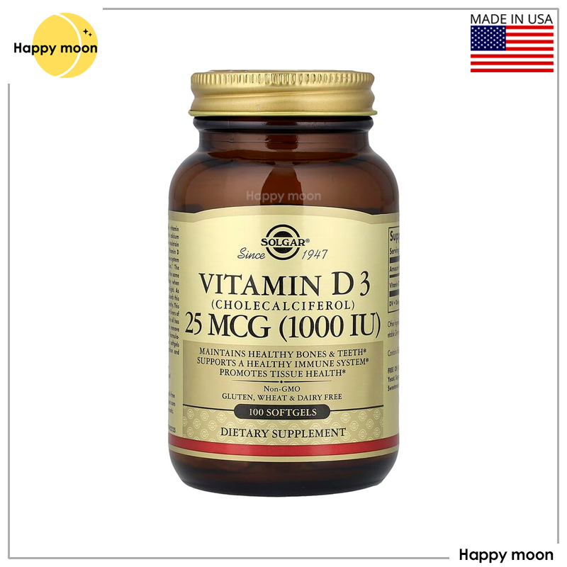Solgar, Vitamin D3 (Cholecalciferol), 25 mcg (1,000 IU), 100 Softgels