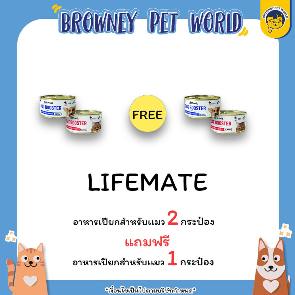 Lifemate Booster อาหารเสริมสุนัขและแมว 150g | ซื้อ 2 ฟรี 1 | ราคา 152 บาท | เฉลี่ย 50 บาท/กระป๋อง