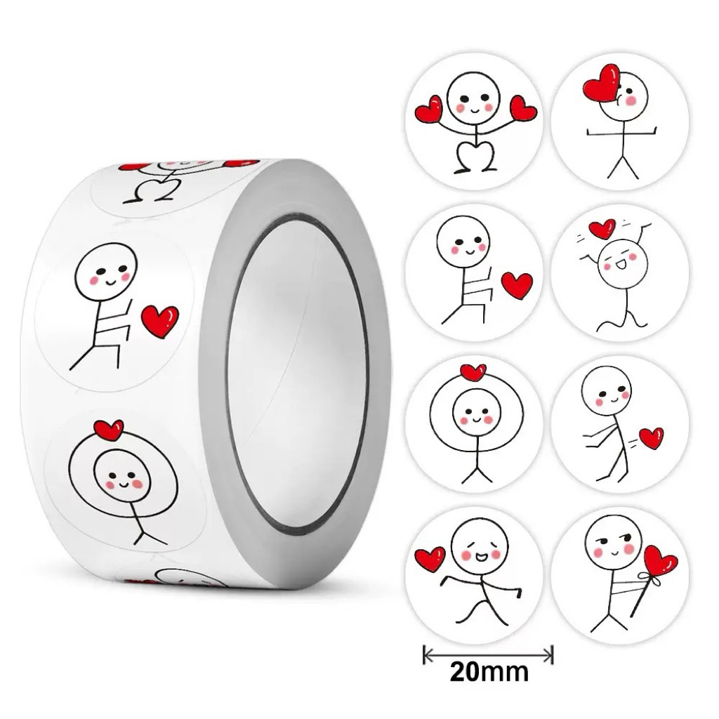 พร้อมส่ง มาใหม่ 💓รวมสติกเกอร์ วันวาเลนไทน์ วันแห่งความรัก valentine 💘  1 ม้วน500 ดวง ขนาด 2.5 ซม