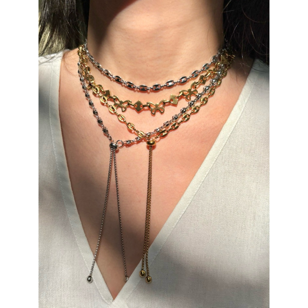 Piing me Stainless steel Necklace | สร้อยคอสแตนเลสลายต่างๆ (ปรับขนาดได้)