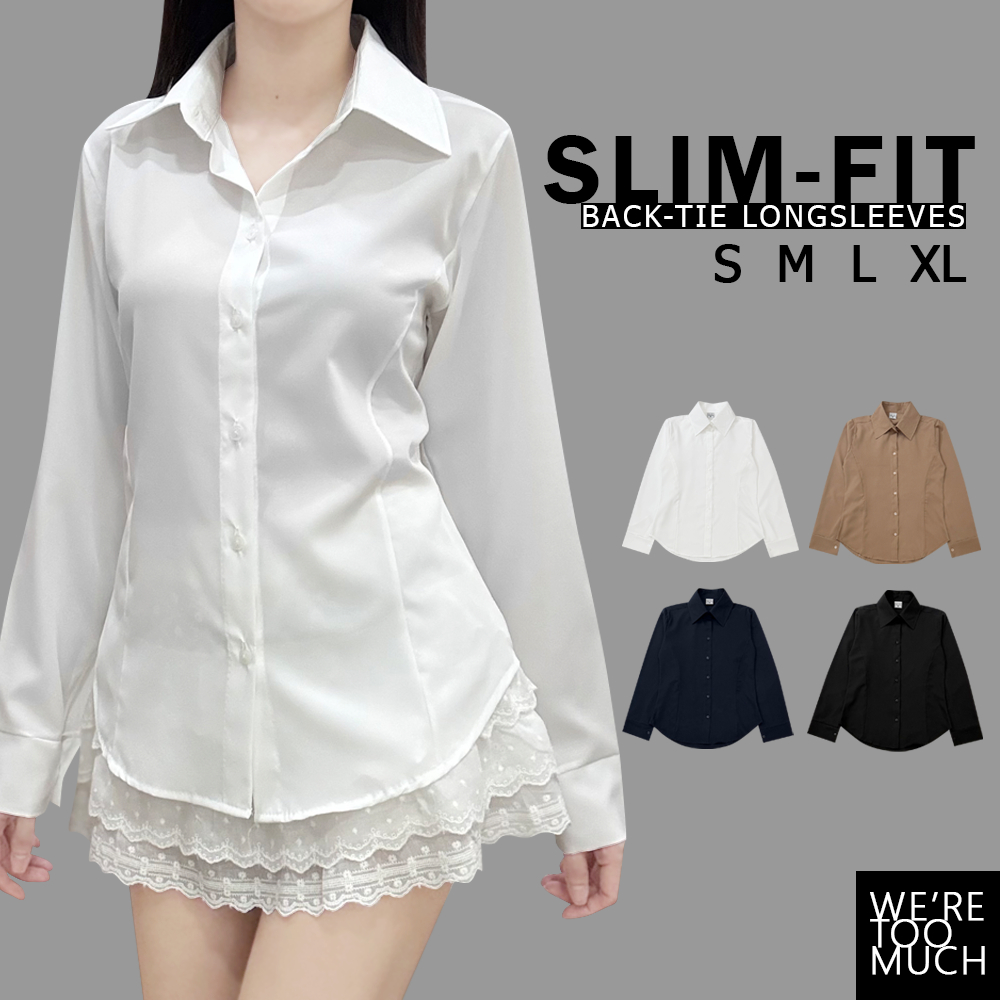 WERETOOMUCH (SH641) เสื้อเชิ้ตเข้ารูปแขนยาว ผูกหลัง 4 ไซส์ อก 32-38 ผ้าไหมอิตาลี นุ่ม พริ้ว ใส่สบาย