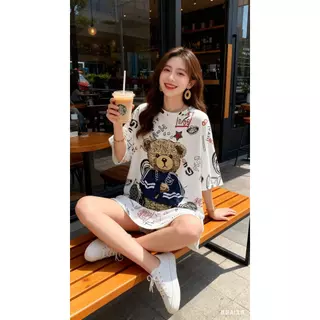 เสื้อยืดแฟชั่นผู้หญิงลายทางแขนสั้นคอกลม เนื้อผ้าดีใส่สบาย! New Fashion women's ร้านขายสินค้าจากโรงงาน #HAN SY SOCIETY