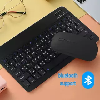 แป้นพิมพ์เม้าส์บลูทูธ เมาส์ไร้สาย แป้นพิมภาษาไทย คีย์บอร์ดBluetooth เชื่อมง่ายใช้สำหรับคอม iPad แท็บเล็ต มือถือ ชาร์จUSB
