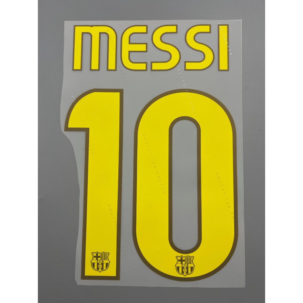 เบอร์ชื่อ เสื้อฟุตบอล ย้อนยุค เฟลค บาร์เซโลน่า 2008 เหย้า สีเหลือง 10 MESSI Retro  Name Number Football Shirt Barcelona