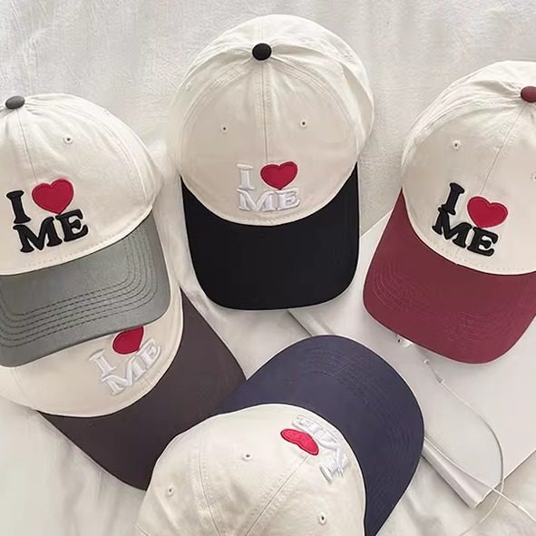 หมวกเบสบอล แบบนิ่ม ปัก I ♥ me มี 4 สี คุณภาพสู สไตล์เกาหลี