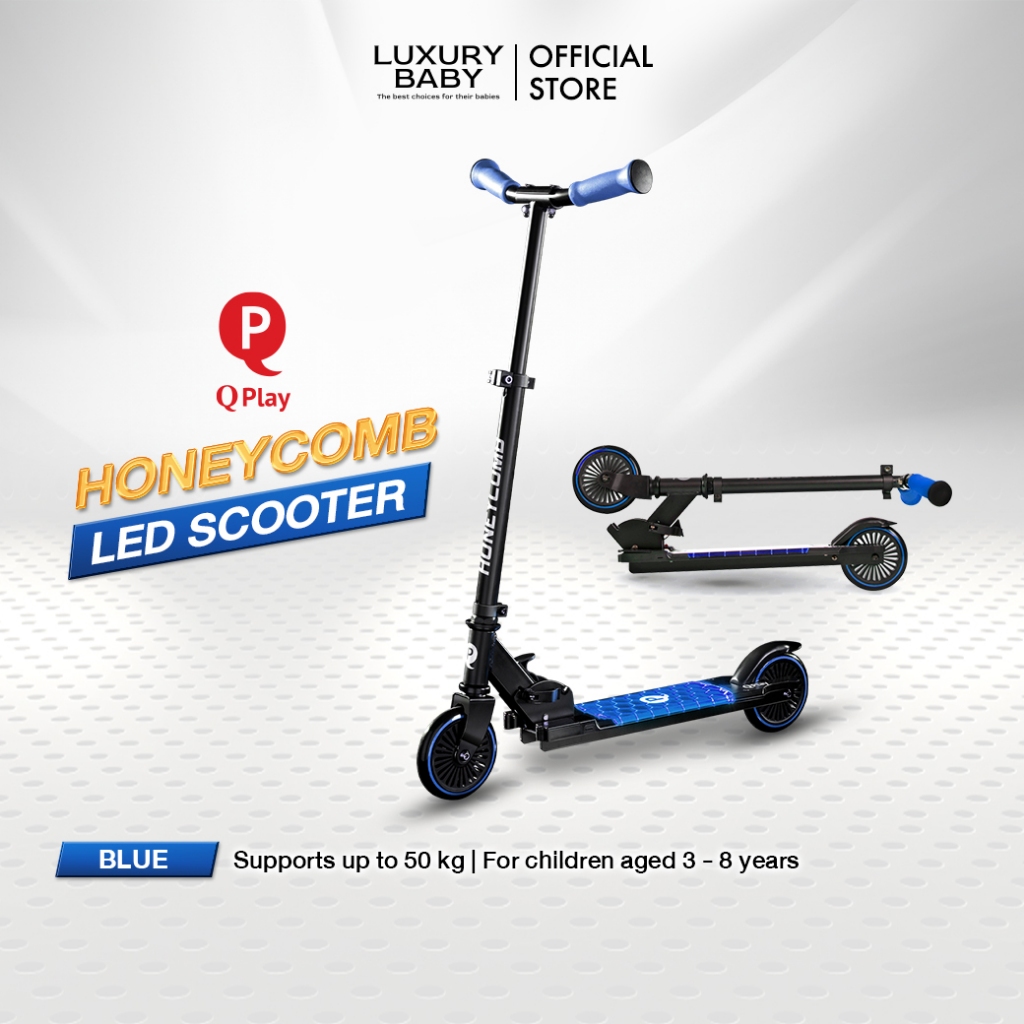 Flash Sale! 4,490.- | สกู๊ตเตอร์ Qplay Honeycomb LED Scooter [Blue] For 3-8 Year