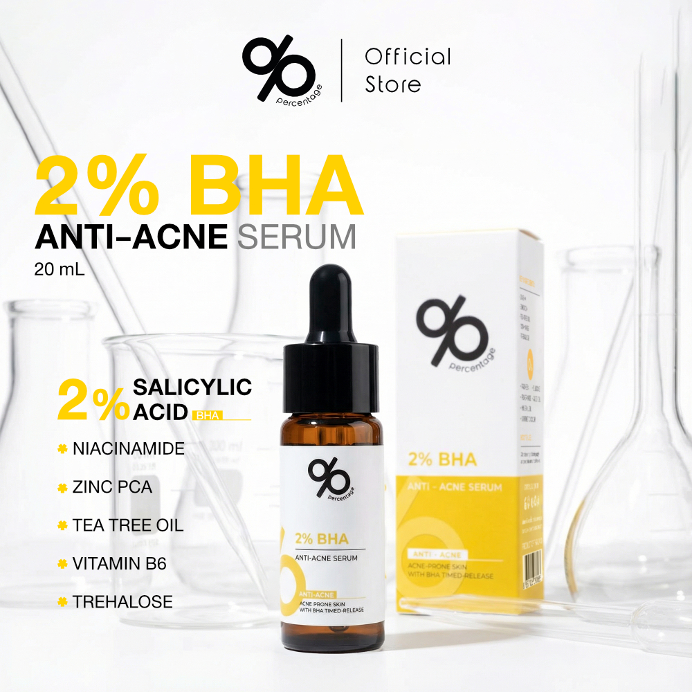 % Percentage 2% BHA Anti - Acne Serum 20 mL เซรั่มสำหรับผิวเป็นสิว ผิวมัน อุดตัน มีรอยสิว