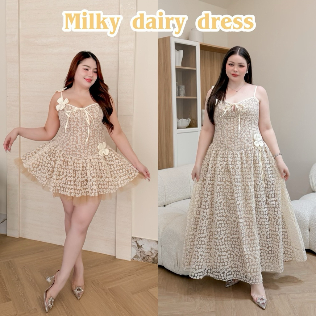 Lady M | Milky dairy dress plussize เดรสสาวอวบ รุ่นใหม่ สวยปัง อลังการ ดีไซน์เก๋ไม่ซ้ำใคร ใส่ออกงานกลางวัน ดินเนอร์
