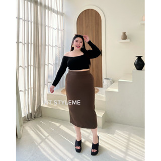 กระโปรงซิปข้าง ผ่าหลัง ทรงA ใส่ทำงาน ผ้าเปเป้ รหัส B56