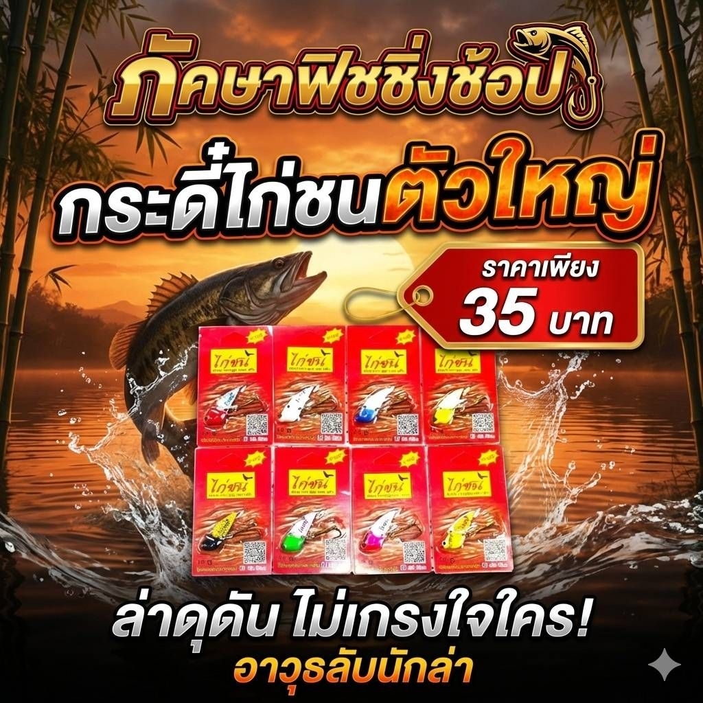 เหยื่อปลอม กระดี่ไก่ชน ตัวใหญ่ น้ำหนัก 14 กรัม เหยื่อตกปลา