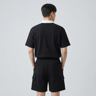B&R กางเกงขาสั้นผู้ชาย Casual Shorts กางเกงเอวยางยืด ผ้าวาฟเฟิลด์ กระเป๋าความจุสูง ลำลองทรงหลวม ระบายอากาศได้ดีใส่สบาย