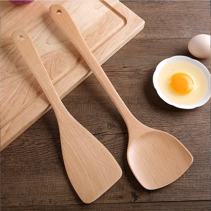 GAOBOOS ตะหลิวไม้บีช พลั่วไม้ ไม้พายทำอาหาร ทำจากไม้จริง จับถนัดมือ shovel spoon