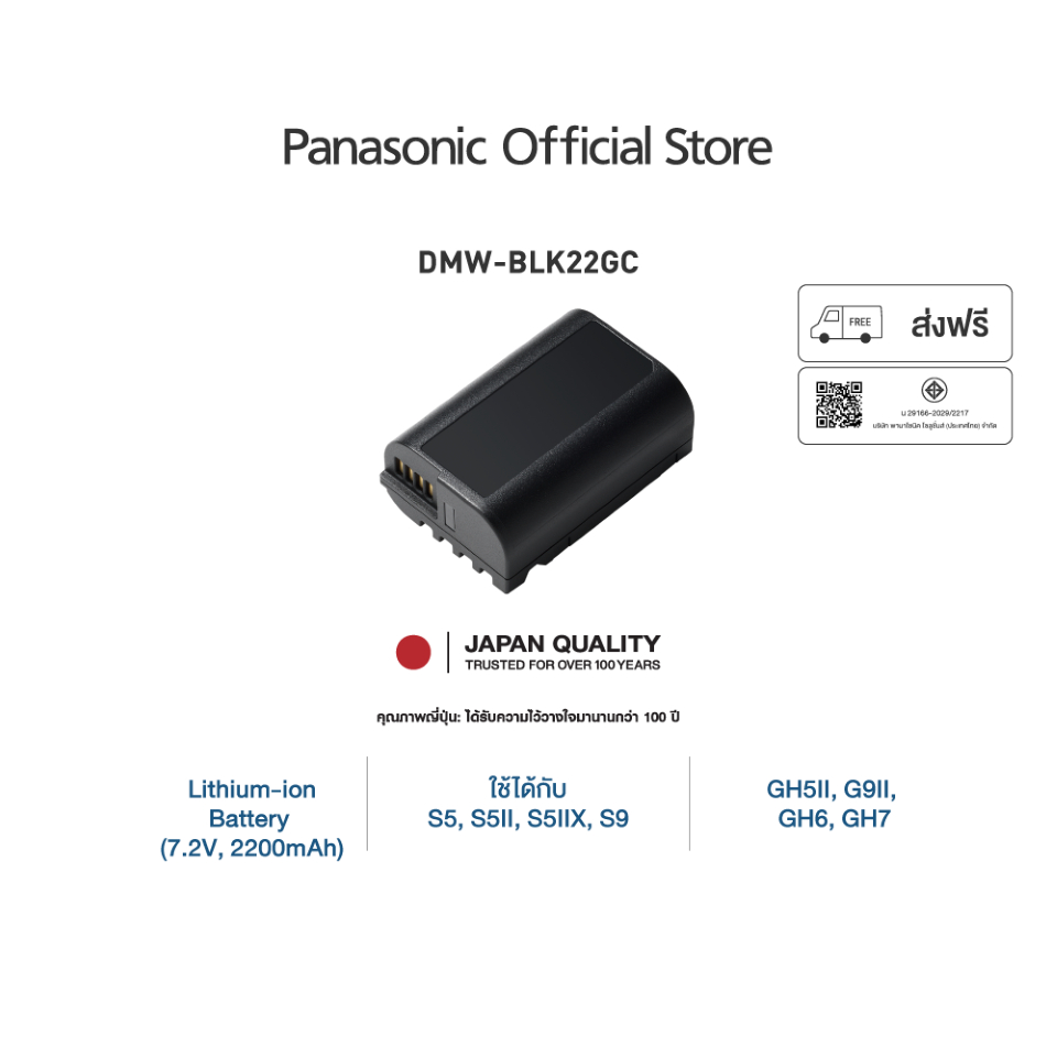 Panasonic Accessories DMW-BLK22GC Battery For S5 GH5M2