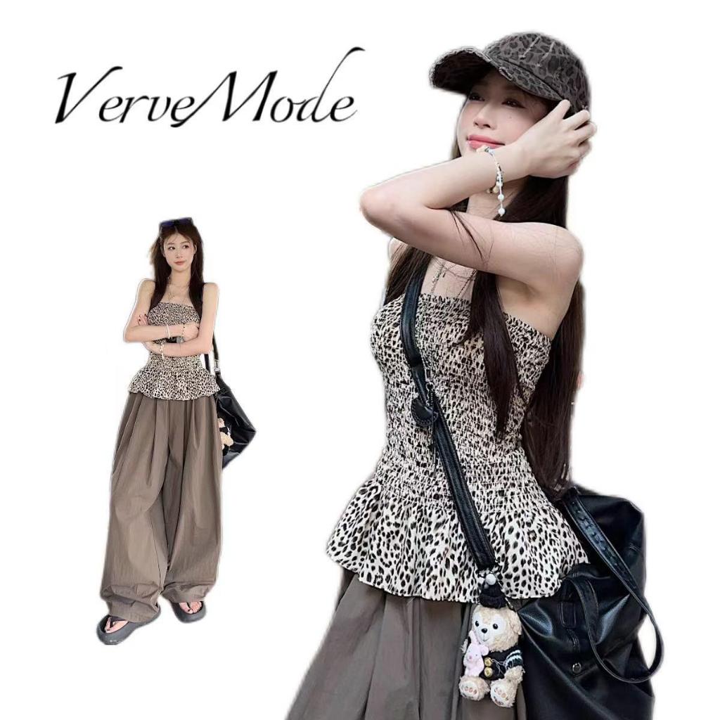VerveMode.🍓จัดส่งในประเทศไทย🍓เสื้อกั๊กแขนกุดลายเสือดาวสไตล์เรโทรเซ็กซี่สำหรับผู้หญิงในช่วงฤดูร้อนเอวบางสไตล์สาวฮอตแบบสั้