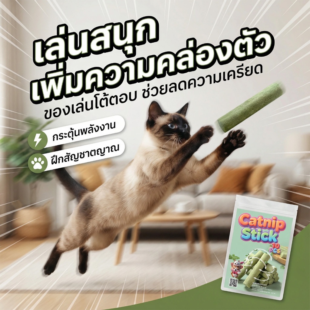 Boqi Factory  ขนมหญ้าแมว ผลิตจากต้นอ่อนข้าวสาลี ช่วยขัดฟัน 1 ถุง บรรจุ 10 ชิ้น Catnip Sticks 10pcs ราคา ถูกที่สุด ดีลบีเคเค แกลเลอรีภาพที่ 2