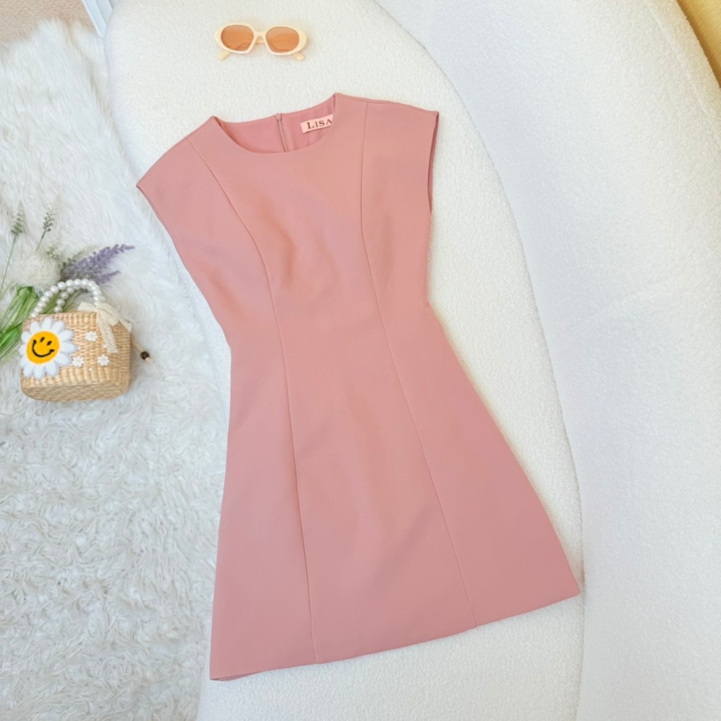 [LISA] A0252 ชุดเดรสกระโปรงแขนกุดคอกลมซิปซ่อนด้านหลัง เรียบหรูดูแพงผู้ดีลูกคุณ ใส่เที่ยว ออกงาน ทำงาน คาเฟ่ ดินเนอร์