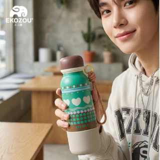 EKOZOU รุ่น EKO OUPS ขวดน้ำสแตนเลส 304 เคลือบเซรามิก ขนาด 550 - 750 ML มีหลอดดูด ยางรองก้น เก็บร้อน-เย็น EKOZOU