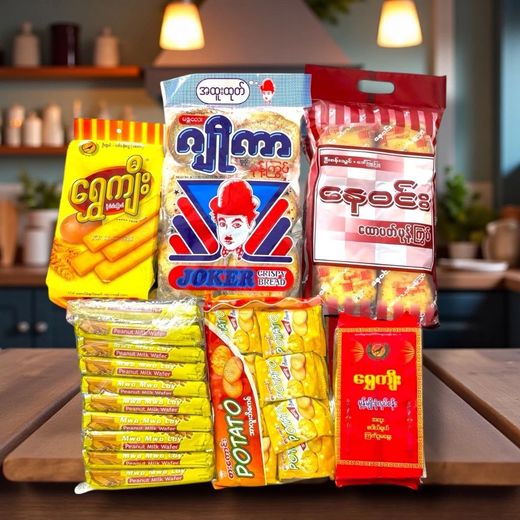 ขนมปัง ขนมกินเล่น ขนมพม่า กรอบ หอม หวาน