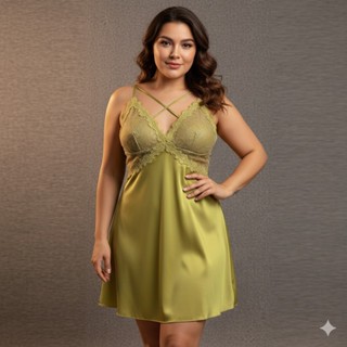 ชุดนอนซาติน ขอบลูกไม้ ขนาดใหญ่3XLเหมาะกับน้ำหนัก70-80kg #608