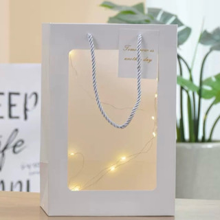 ถุงกระดาษหน้าใสพร้อมป้ายห้อย สำหรับของขวัญ