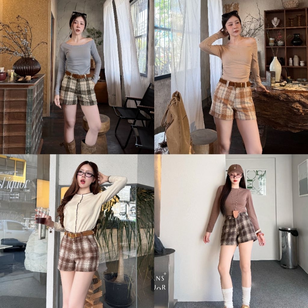 A.SCOTT SHORT PANTS กางเกงขาสั้นลายสก็อต