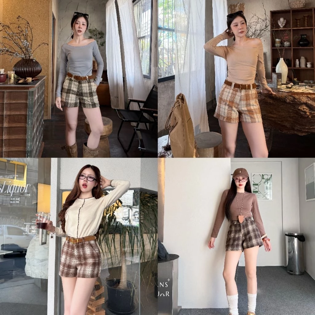 A.SCOTT SHORT PANTS กางเกงขาสั้นลายสก็อต
